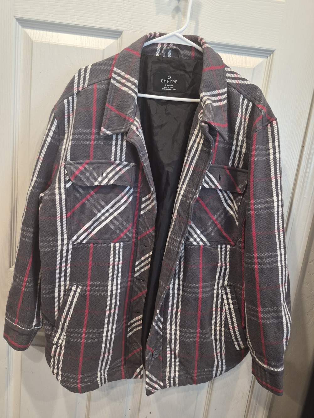 Empyre Men’s Gray Plaid Button-Up Jacket